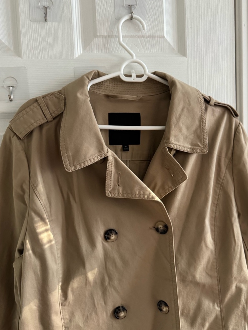 Trench Jacket Short Length Cotton Khaki XL - Picture 4 of 14